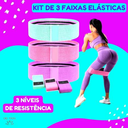 Imagem de Kit 3 Faixas Elasticas Para Treino Quadril Gluteos Exercicio