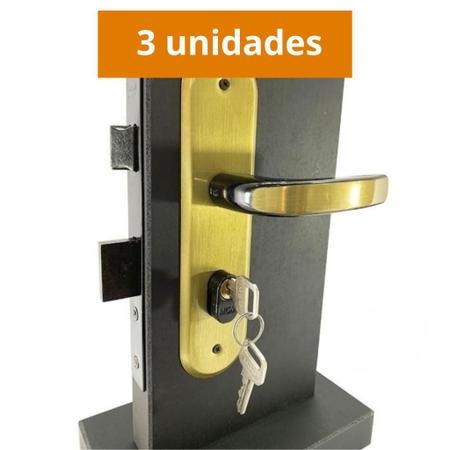 Imagem de Kit 3 Fechaduras Externa Stilo Bronze Para Portas De Madeira Ideal Para Sala e Cozinha 469 - MGM