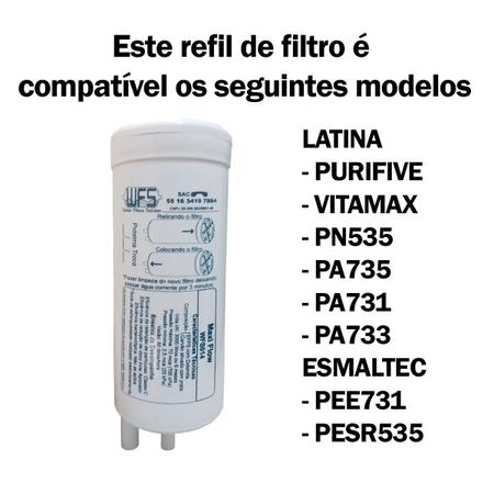Imagem de Kit 3 Filtro Refil compatível Purificador Latina Vita Max Purifive PA735 PA731 PN535 Esmaltec PEE731