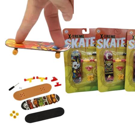 Kit 3 Skates de Dedo de Plástico Xtreme 3 Peças Estampado - SKATE brinquedo  menino menina diversão