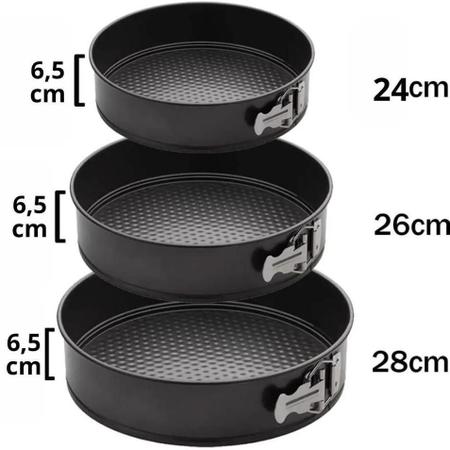 Kit 3 Formas Bolo Torta Com Fundo Removível Antiaderente - Top House Imagem de Kit 3 Formas Bolo Torta Com Fundo Removível Antiaderente