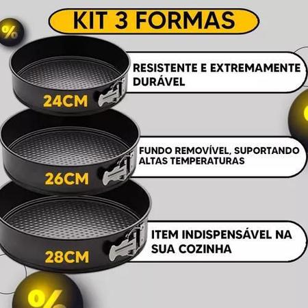Kit 3 Formas Bolo Torta Com Fundo Removível Antiaderente - Top House Imagem de Kit 3 Formas Bolo Torta Com Fundo Removível Antiaderente