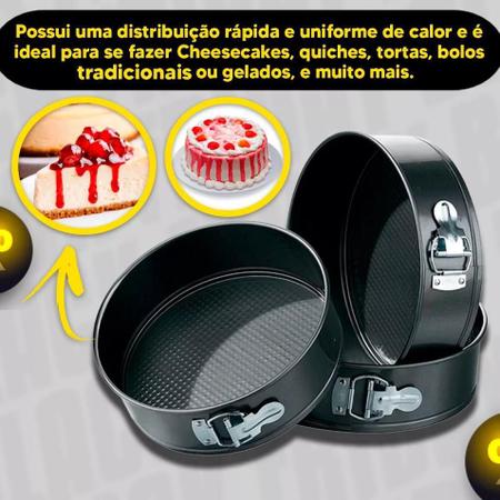 Kit 3 Formas Bolo Torta Com Fundo Removível Antiaderente - Top House Imagem de Kit 3 Formas Bolo Torta Com Fundo Removível Antiaderente