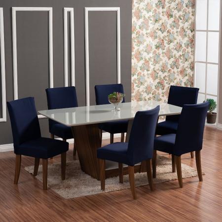 Imagem de Kit 3 Forro para Cadeiras de Jantar Envio 24h Azul Marinho