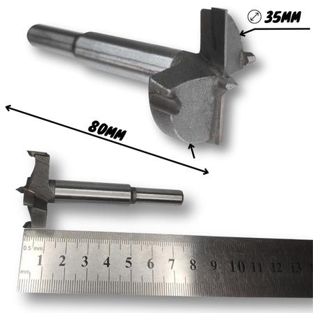 Imagem de Kit 3 Fresa Tupia Broca Tipo Forstner 35mm Dobradiça Armário