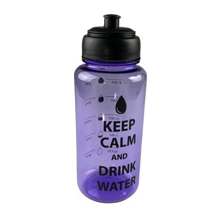 Imagem de Kit 3 Garrafa De Água 1 Litro Horário 8 Às18 Keep Calm Drink Water (1 Lilás / 2 Azuis)
