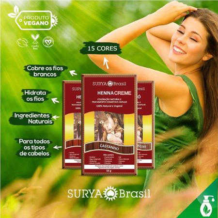 Imagem de Kit 3 Henna Indiana Natural Creme Para Os Cabelos Surya Cores