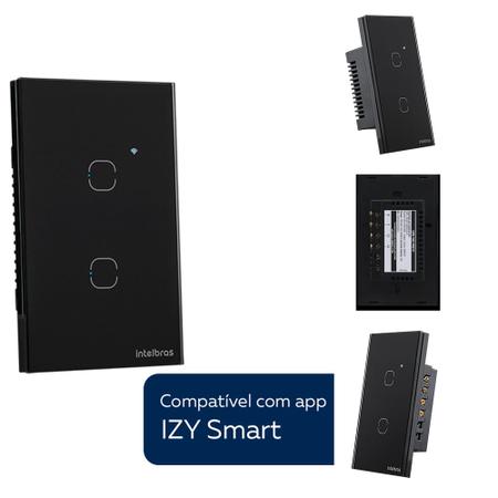 Imagem de Kit 3 Interruptores Smart Inteligente Touch Wi-fi 2 Teclas Ews 1002 Intelbras