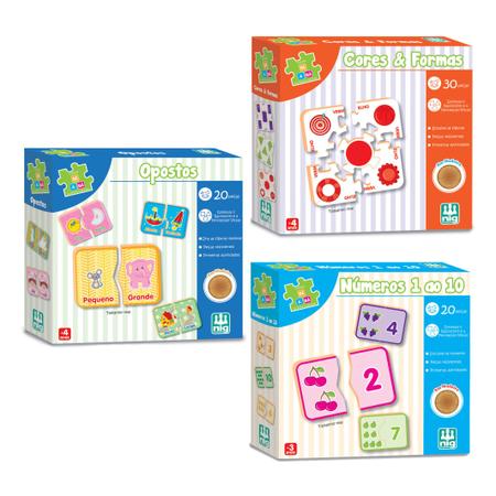 Kit 3 Jogos Educativos em Madeira Cores Números e Opostos Nig - Jogos  Educativos - Magazine Luiza