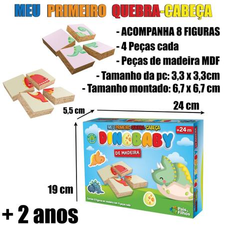 Kit Quebra Cabeça Infantil de Madeira Peça Grande Para Bebê
