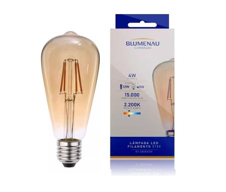 Imagem de Kit 3 Lâmpadas Decorativas Filamento LED ST64 4w 2200k - Blumenau