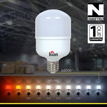 Imagem de Kit 3 Lâmpadas Led Bulbo 40W Bivolt Alta Potencia Branca Fria 6500k Para Casa e Comércio