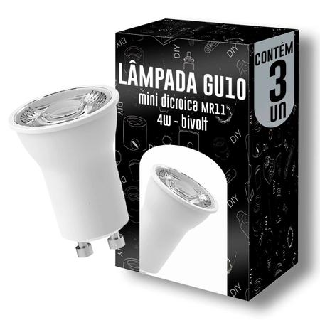 Imagem de Kit 3 lampadas led mini - mr11 - gu10 - 4w - 2700k