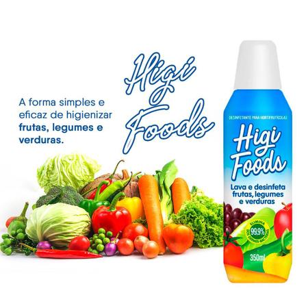 Imagem de Kit 3 Lava Legumes Desinfetante de Verduras Higi Foods 350ml