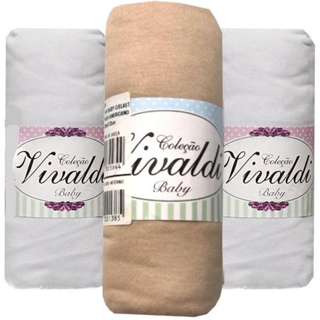 Imagem de Kit 3 Lençol de Berço com Elástico Malha Americano 100% algodão coleção Vivaldi SulBrasil