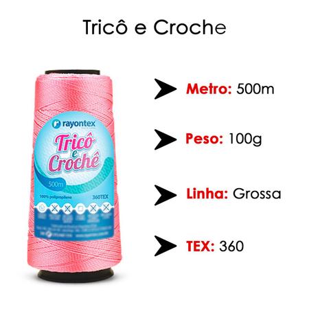 Kit 3 Linha tricô Croche Polipropileno grossa rayontex cores a escolha -  Linha de Costura - Magazine Luiza