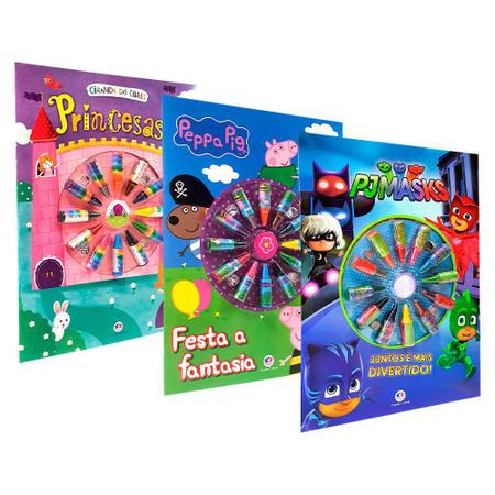 Kit Meu Livro de Atividades e Colorir com Giz de Cera - Princesas Disney  com 12 Unidades - Culturama - MP Brinquedos