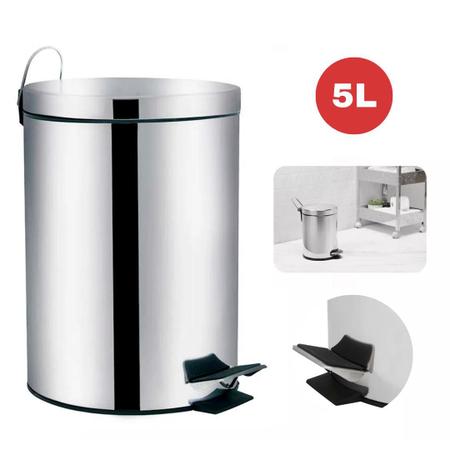 Imagem de Kit 3 Lixeiras Cesto De Lixo Inox Banheiro Cozinha 3 e 5 Litros Pedal e Balde Interno Removível