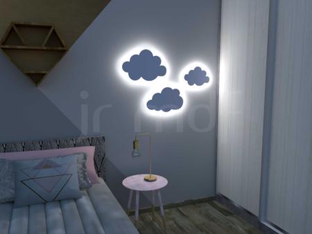 Imagem de Kit 3 Luminárias Nuvem Pmg Branco Frio Sem Fio Decoração Infantil