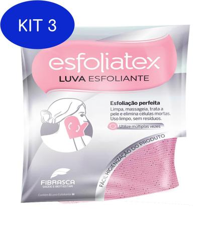 Imagem de Kit 3 Luva Para Banho Esfoliante Esfoliatex Rosa Fibrasca