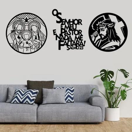 Kit 3 Mandalas Decorativas Religiosas Jesus E Salmo 23 Em Mdf Preto Casa Sala Quarto - MongArte Decor Imagem de Kit 3 Mandalas Decorativas Religiosas Jesus E Salmo 23 Em Mdf Preto Casa Sala Quarto