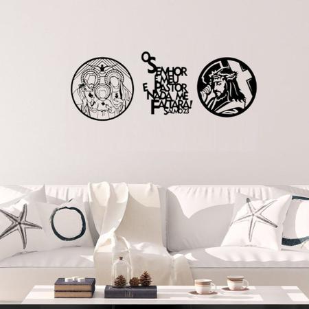 Kit 3 Mandalas Decorativas Religiosas Jesus E Salmo 23 Em Mdf Preto Casa Sala Quarto - MongArte Decor Imagem de Kit 3 Mandalas Decorativas Religiosas Jesus E Salmo 23 Em Mdf Preto Casa Sala Quarto