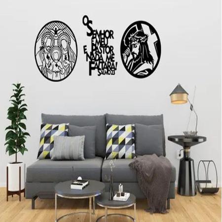 Kit 3 Mandalas Decorativas Religiosas Jesus E Salmo 23 Em Mdf Preto Casa Sala Quarto - MongArte Decor Imagem de Kit 3 Mandalas Decorativas Religiosas Jesus E Salmo 23 Em Mdf Preto Casa Sala Quarto