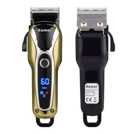 Imagem de Kit 3 Maquinas Profissionais Kemei Corte Cabelo Barba e Acabamento Barba Cabelo Barbeador Shaver