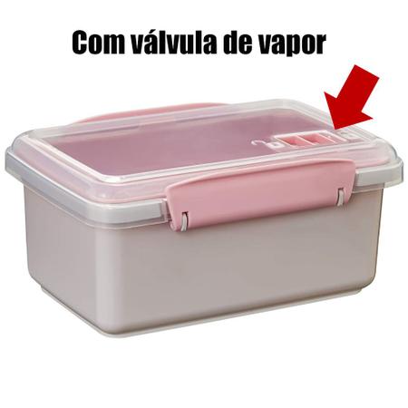 Imagem de Kit 3 Marmita Microondas Com Travas Válvula Fit Divisória