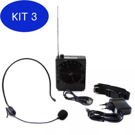 Imagem de Kit 3 Megafone Amplificador Voz Microfone / Radio Fm Usb