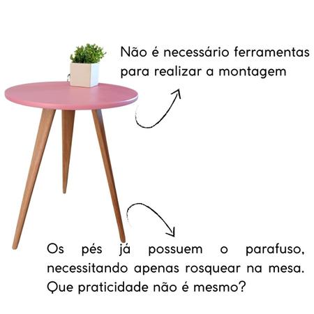 Kit 3 Mesas Lateral de Canto Apoio Redonda Pé Palito Retrô - Tatite Decor Imagem de Kit 3 Mesas Lateral de Canto Apoio Redonda Pé Palito Retrô