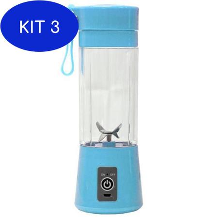 Imagem de Kit 3 Mini Liquidificador Portátil Shake Juice Cup e Cabo