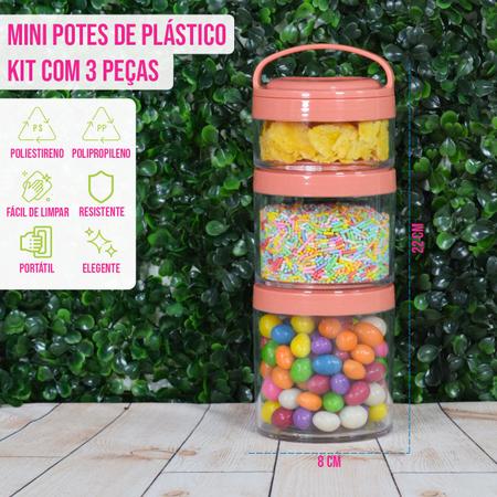 Imagem de Kit 3 Mini Potes Plástico Tempero Condimento Organizacionais