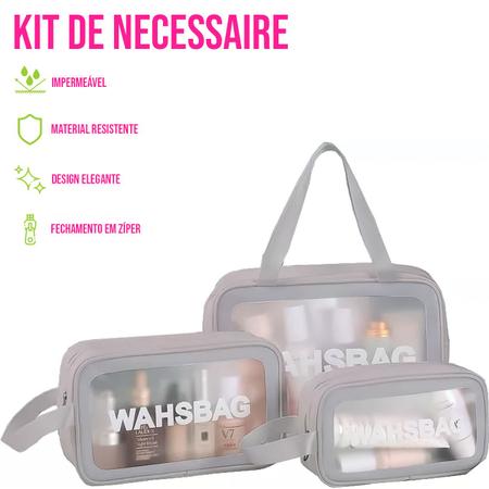 Imagem de Kit 3 Necessaire de Viagem Impermeável Feminina Masculina Mala Organizador P/ Cosmético Maquiagem Prática