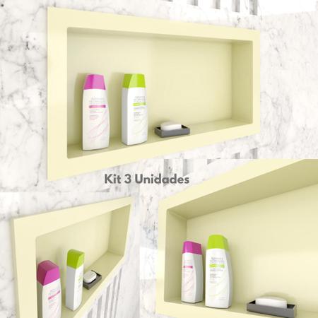 Imagem de Kit 3 Nicho para Banheiro e Cozinha 30x60 de Parede Embutir Bege GREGUE