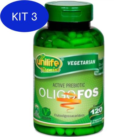 Imagem de Kit 3 Oligo-Fos Prebiótico Ativo Vegano 120 Cápsulas De 550