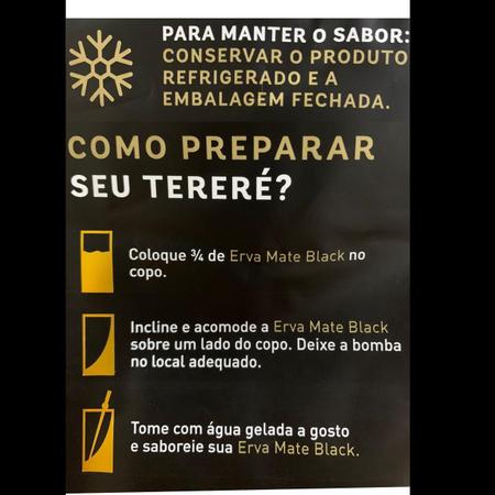 Imagem de Kit 3 Pacotes Black Erva Mate Tereré + Copo de Alumínio Térmico + Bomba Mola Externa de Inox