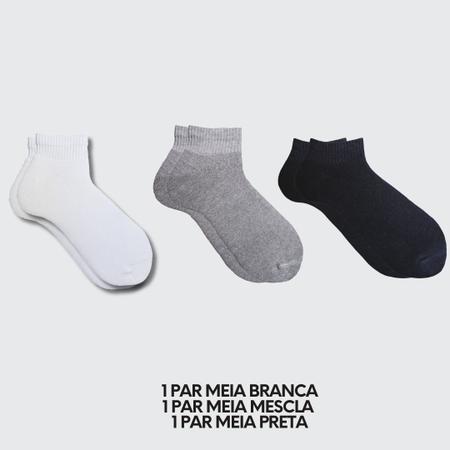 Imagem de Kit 3 Pares de Meia Cano Curto Esportiva Atoalhada UNISSEX