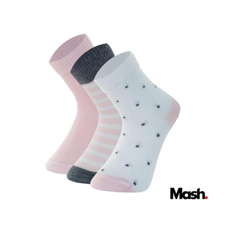 Imagem de Kit 3 Pares De Meias Mash Cano Médio Infantil Para Crianças Modelo Estampadas