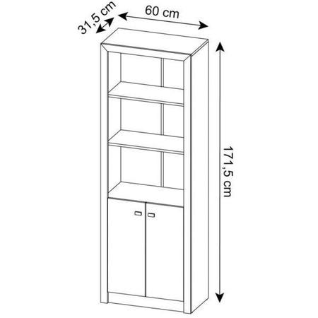 Imagem de Kit 3 Peças com 1 Mesa para Escritório em L, Estante Livreiro e Estante 2 Portas