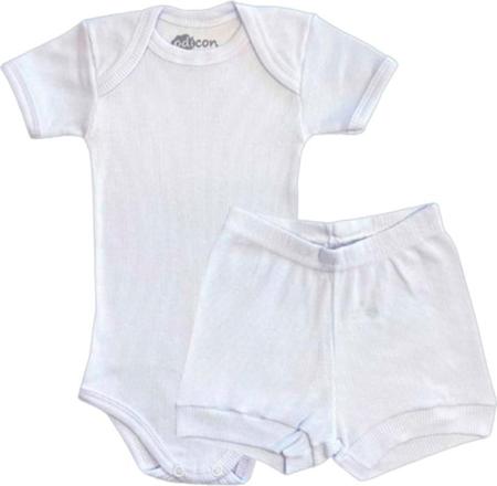 Imagem de Kit 3 Peças - Conjunto Body Liso Manga Curta + Shorts em 100% Algodão. Combinação perfeita para o bebê ficar mais lindo e bem fresquinho neste calor