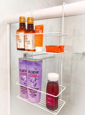 Imagem de Kit 3 Peças  Conjunto Organizador  para Banheiro Suporte Shampoo Porta Toalha Suporte Papel Caixa Acoplada 
