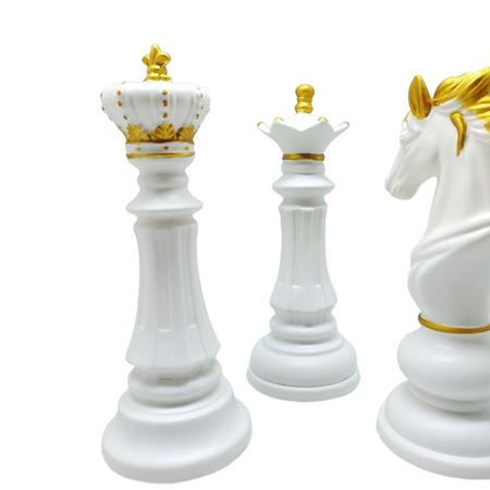 Imagem de kit 3 peças de Enfeite de porcelana de xadrez 18cm