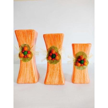 Imagem de Kit 3 peças de garrafas Quadradas ,Trio de garrafas quadradas Cerâmica decorados com sementes