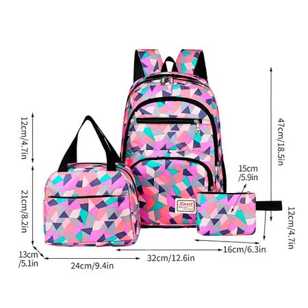 Kit 3 Pecas Feminino Mochila Media de Costas Bolsas Pequenas Antifurto Pratica Moderna Bonita Moda Blogueira Completo Mundo do Comercio Mochila Bolsa Escolar Magazine Luiza