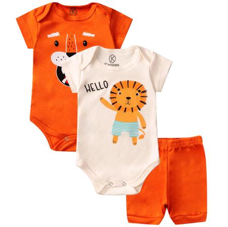 Kit 3 pe as Roupa Beb Body e shorts menino e menina Suedine 100
