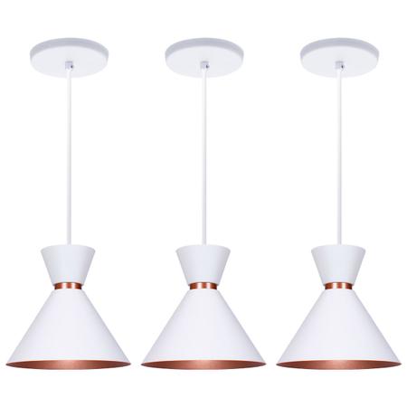 Imagem de Kit 3 Pendente Lustre Luminária Berlin 23cm Branco