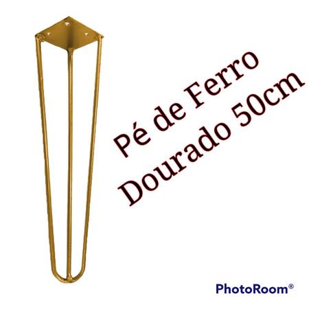 Imagem de Kit 3 Pés De Ferro Hairpin Legs 50cm Dourado Medcombo