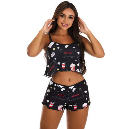 Pijama Feminino Short E Cropped Alcinha