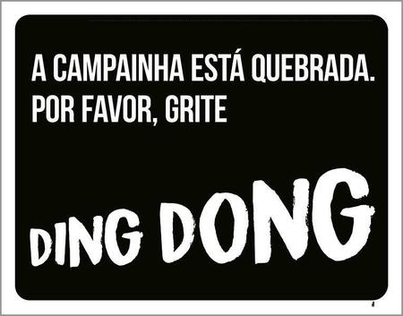 Imagem de Kit 3 Placas Decorativa - Campainha Quebrada Grite Ding Dong